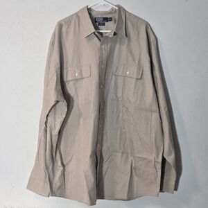 Polo Ralph Lauren XXL Whitfield Tan Khaki Cotton Button Down Shirt